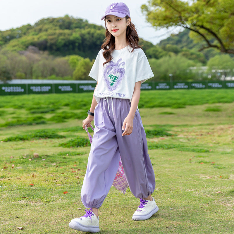 Children's Middle Large Summer Clothes Trendy Short Children's Suit