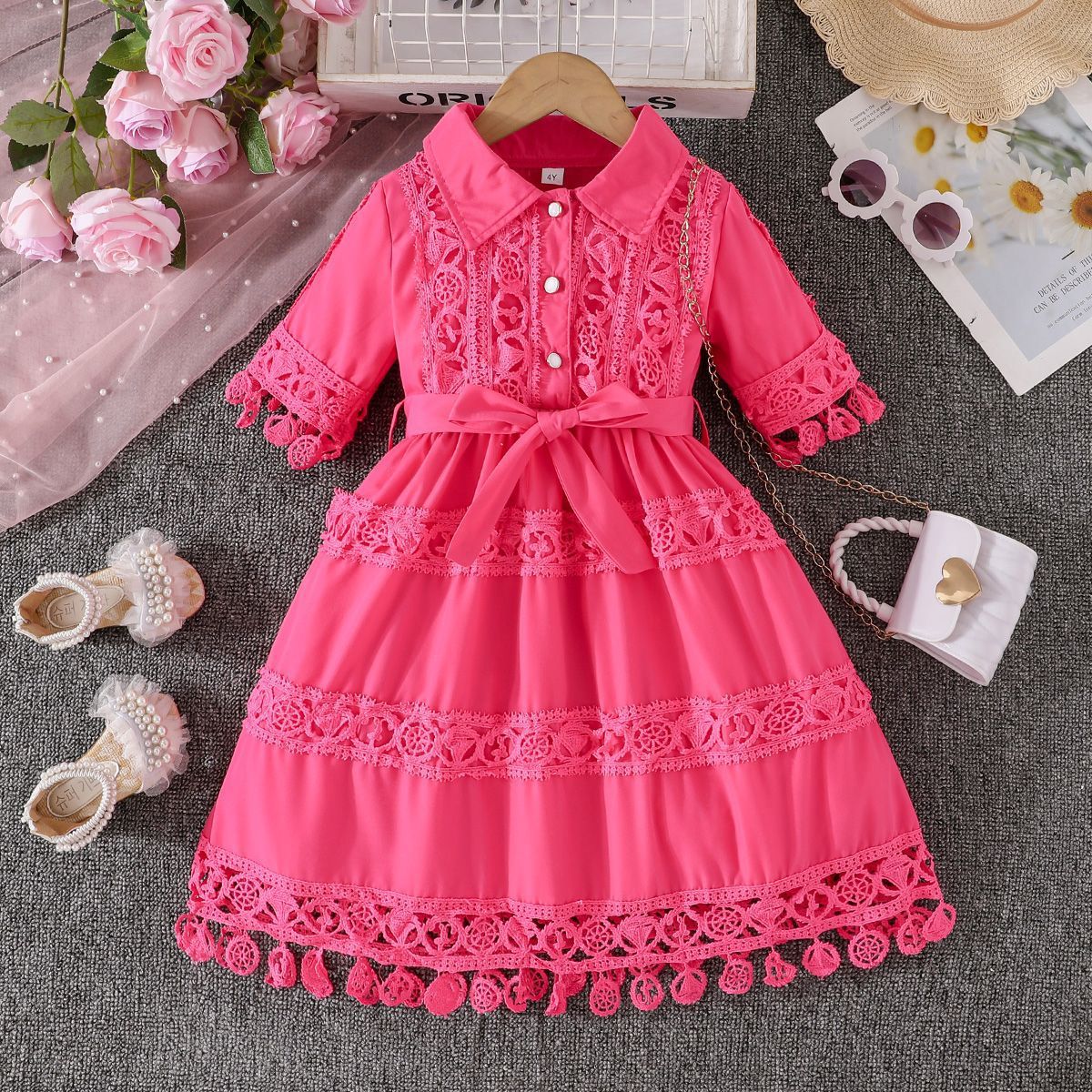 Autumn Lace Sleeve Skirt Fashion Princess Children's Dress