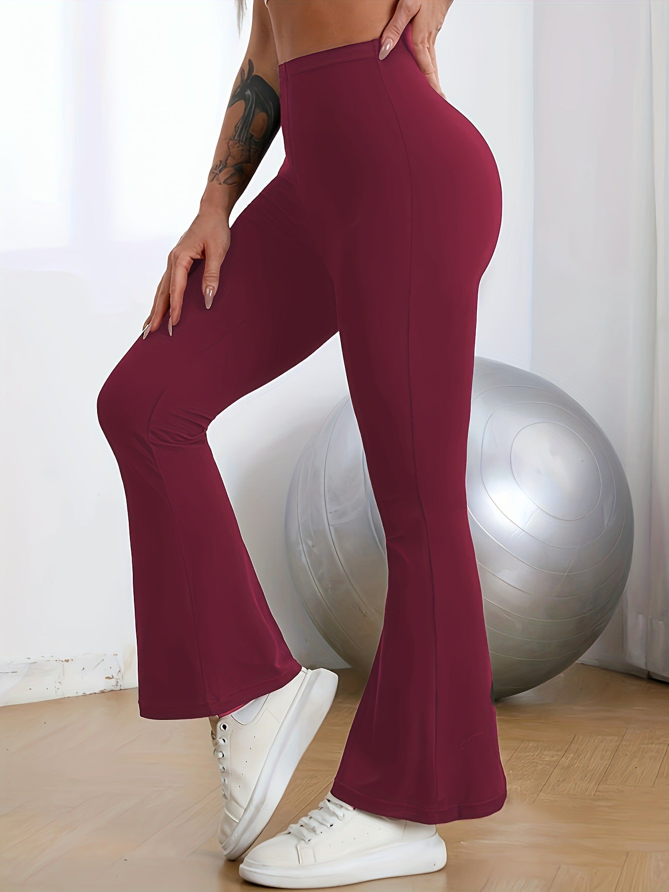 Women's High Waist Flared Solid Color Thin Breathable Straight Pants