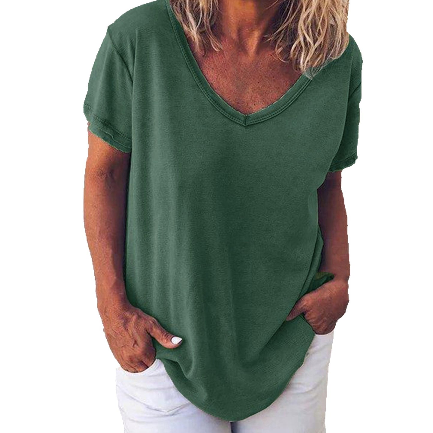 Women's Summer Loose Casual Fashion Simple Solid Color Women's T-shirt