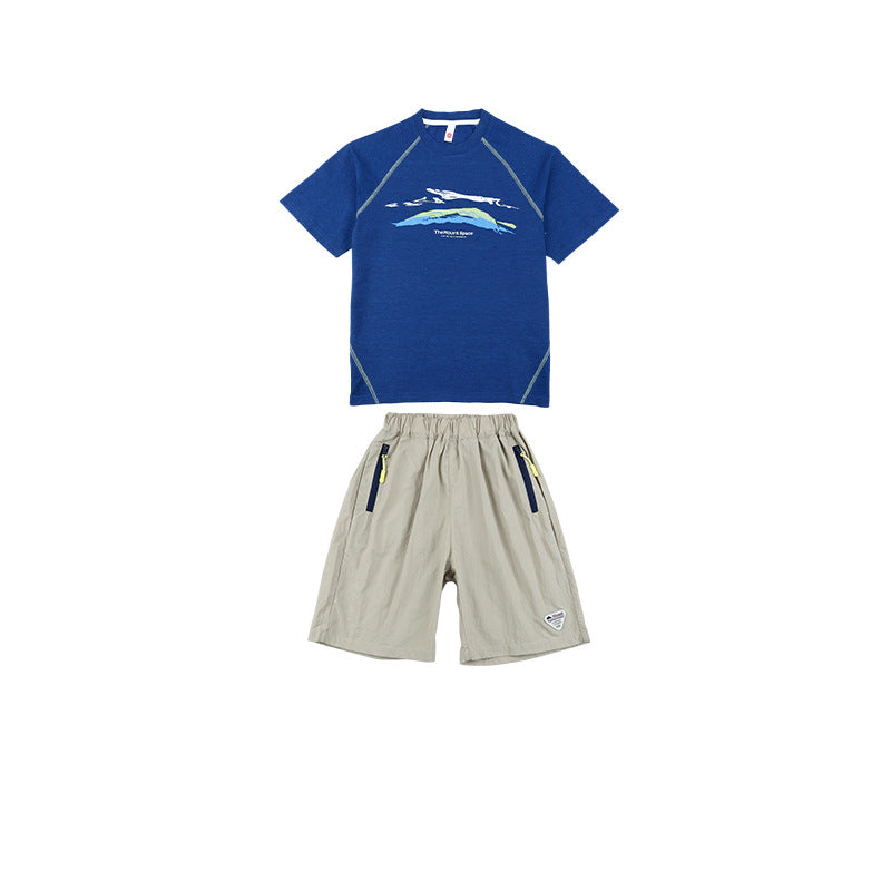 Children's Mountain Clothing Printed Short-sleeved Summer Sports Children's Suit