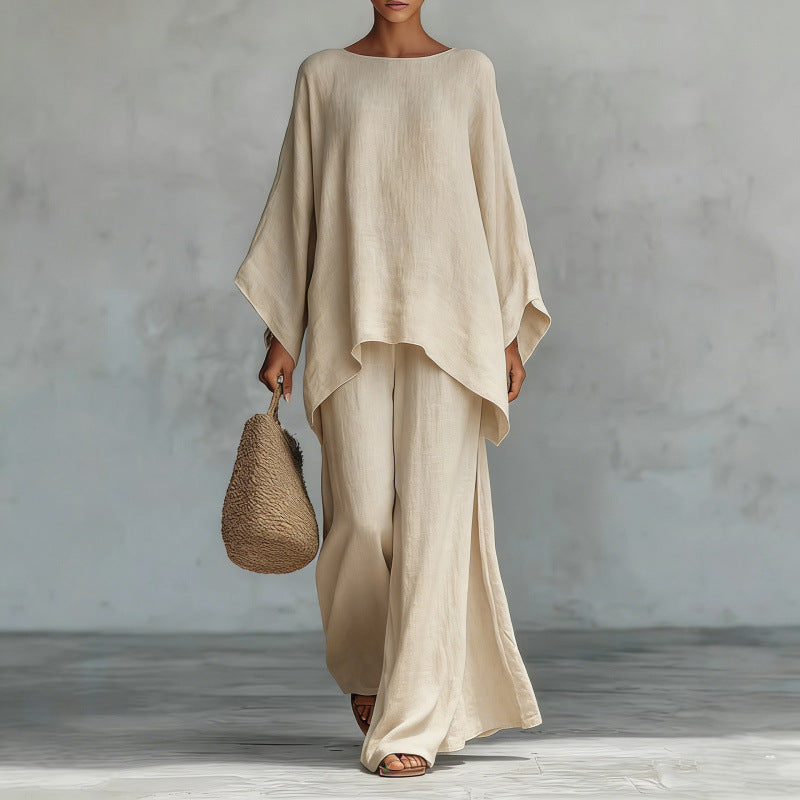 Women's Summer Simple Loose Comfortable Shirt Wide Fashion Casual Suit