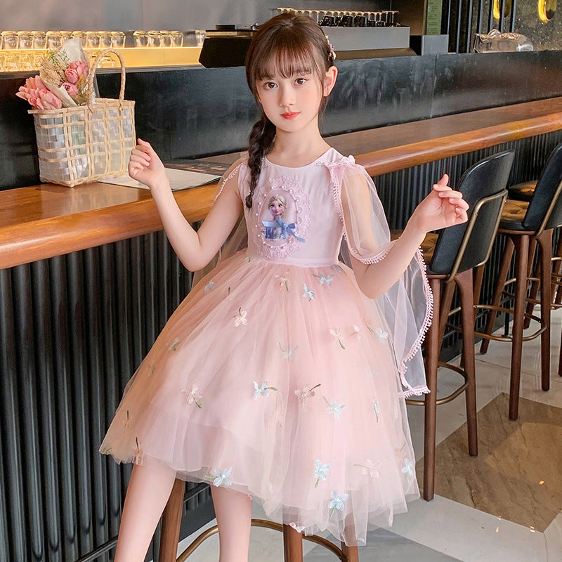 Children's Princess Elsa Summer Clothing Fashionable Gauze Skirt Little Children's Dress