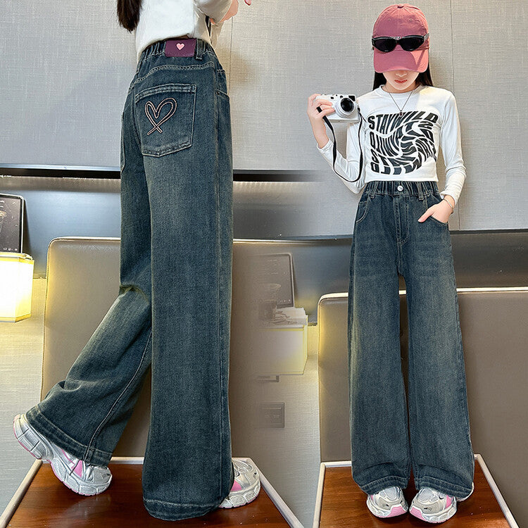 Children's Jeans Baggy Straight Trousers Medium Large Children's Pants