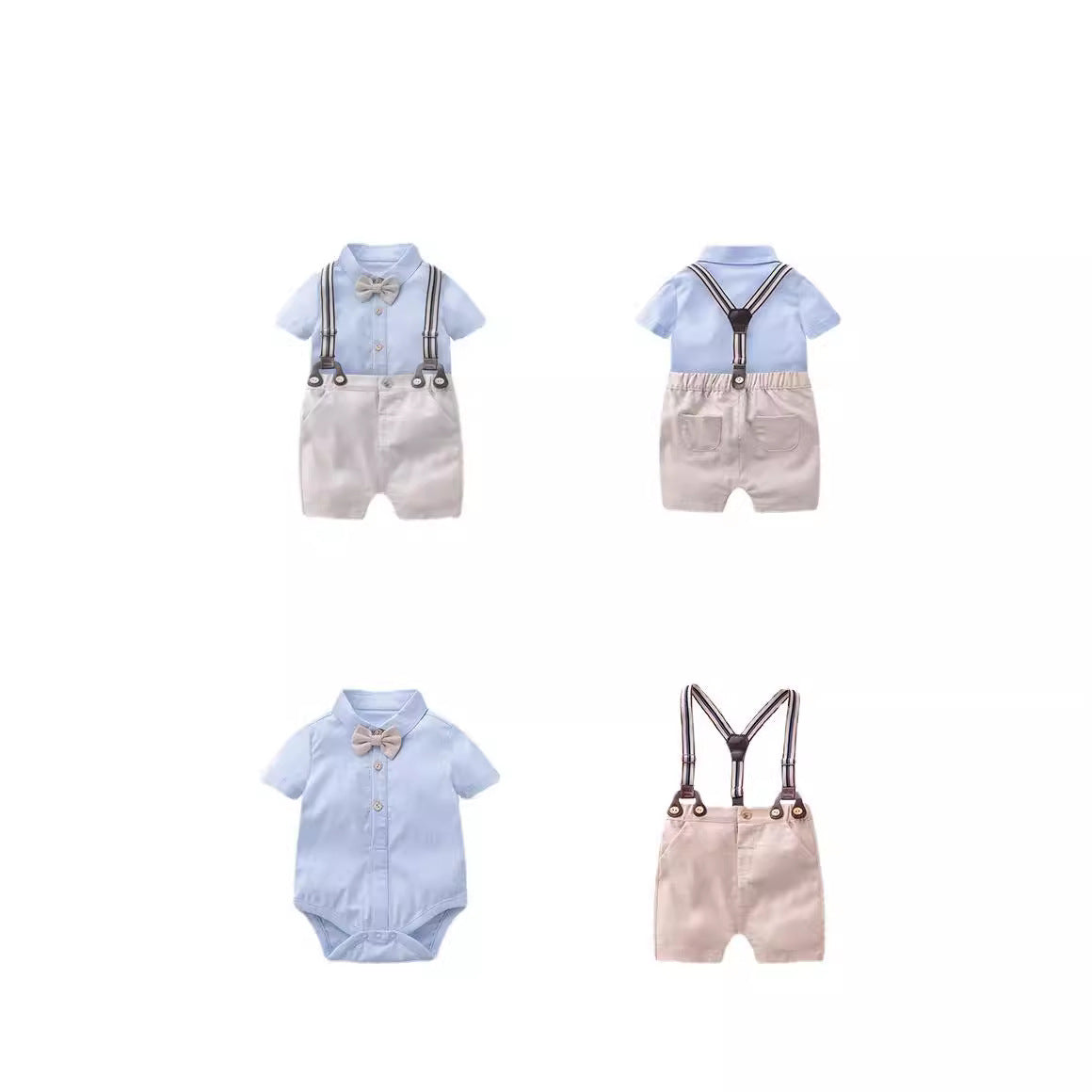 Children's British Style Birthday Boys Gentleman Dress Summer Flower Jumpsuit, Climbing Suit