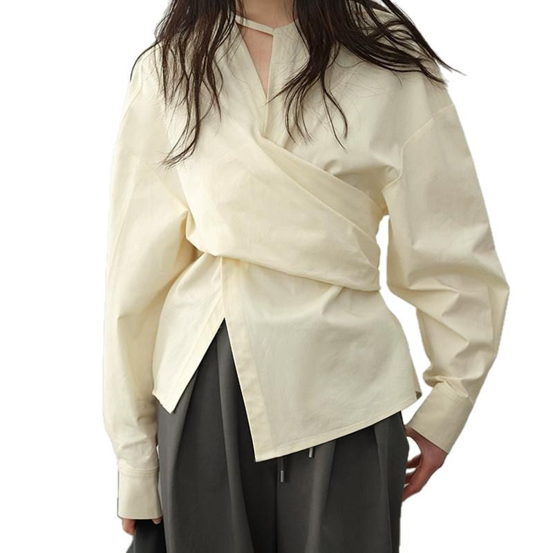Style High-grade Lazy Niche Sense Waist Slimming Asymmetric Blouse