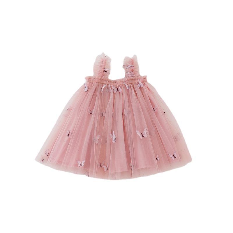 Children's Clothing Butterfly Embroidered Mesh Summer Braces Skirt Children's Dress