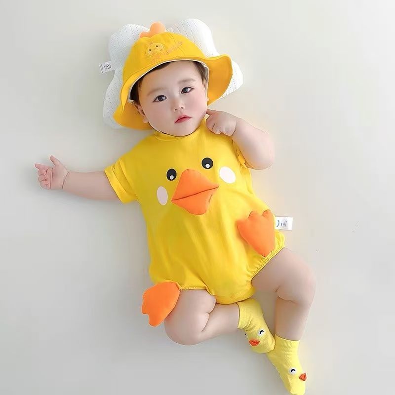 Summer Clothes Short Sleeve Boys Super Cute Small Yellow Jumpsuit, Climbing Suit