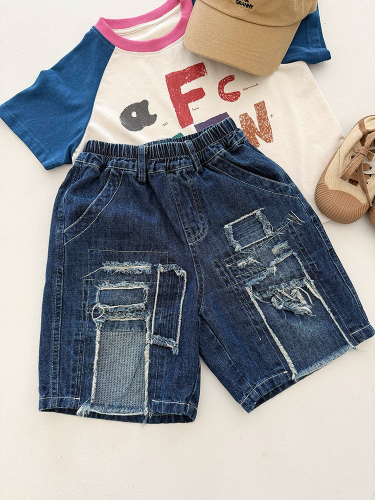 Children's Clothing Crawler Summer Ripped Do The Old Cowboy Children's Pants