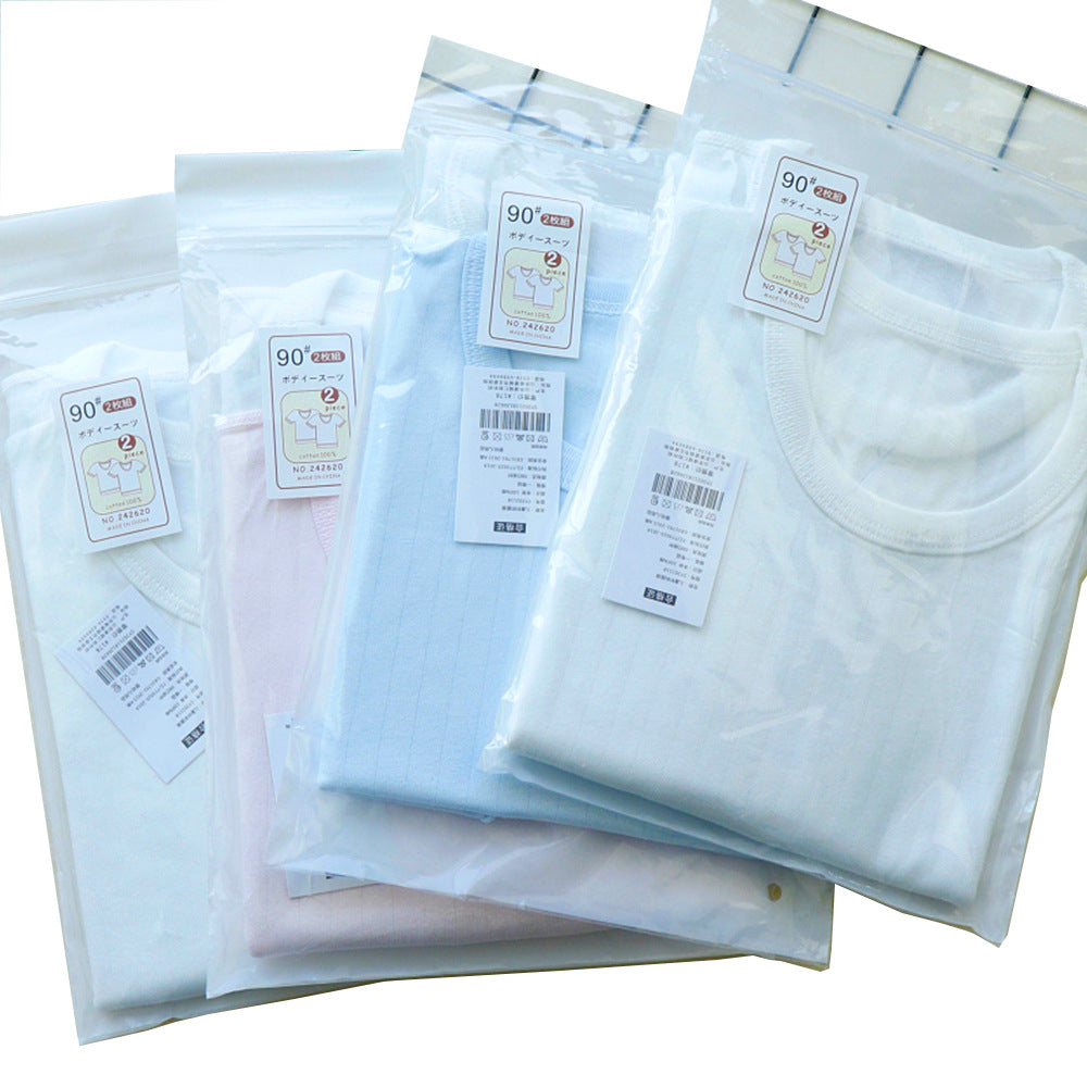 Children's Thin Breathable Short Bottoming Shirt 2 Pieces Solid Children's T-shirt