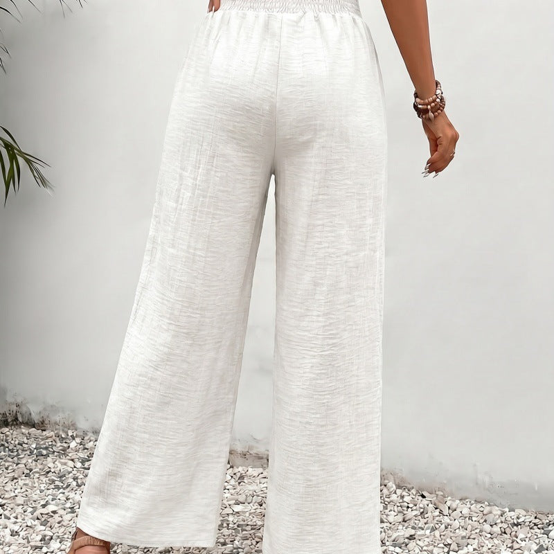 Women's Cotton Linen High Waist Slit Beach Pants