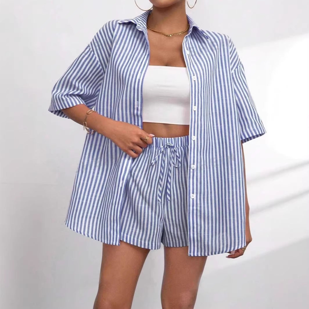 Source Lapel Striped Shirt Sleeve Two Suits
