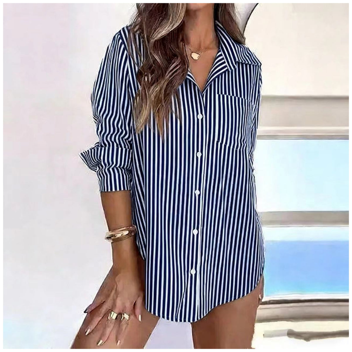 Women's Sleeve Casual Collared Office Work With Blouses