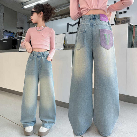 Children's Teen Autumn Baggy Straight Trousers Models Children's Pants