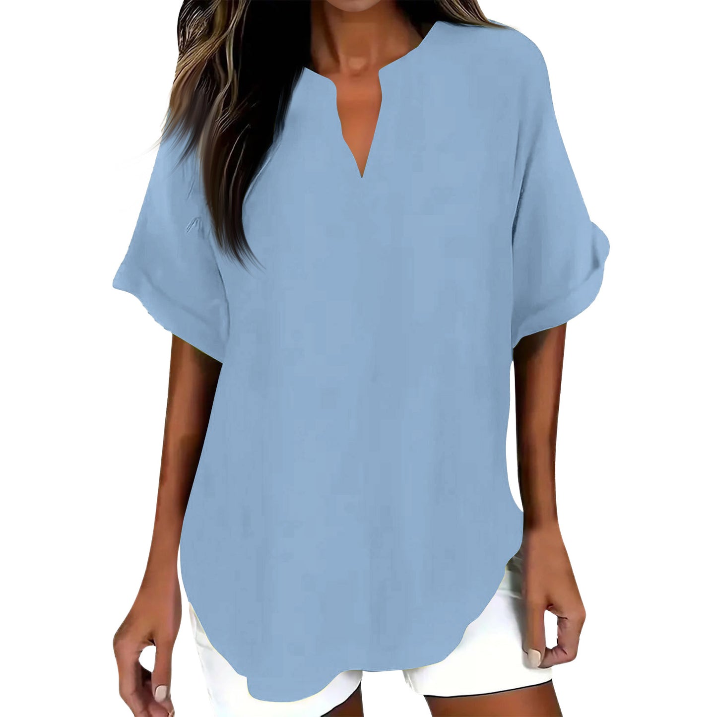Women's Fashion Loose Shirt Casual Cotton Linen Blouse