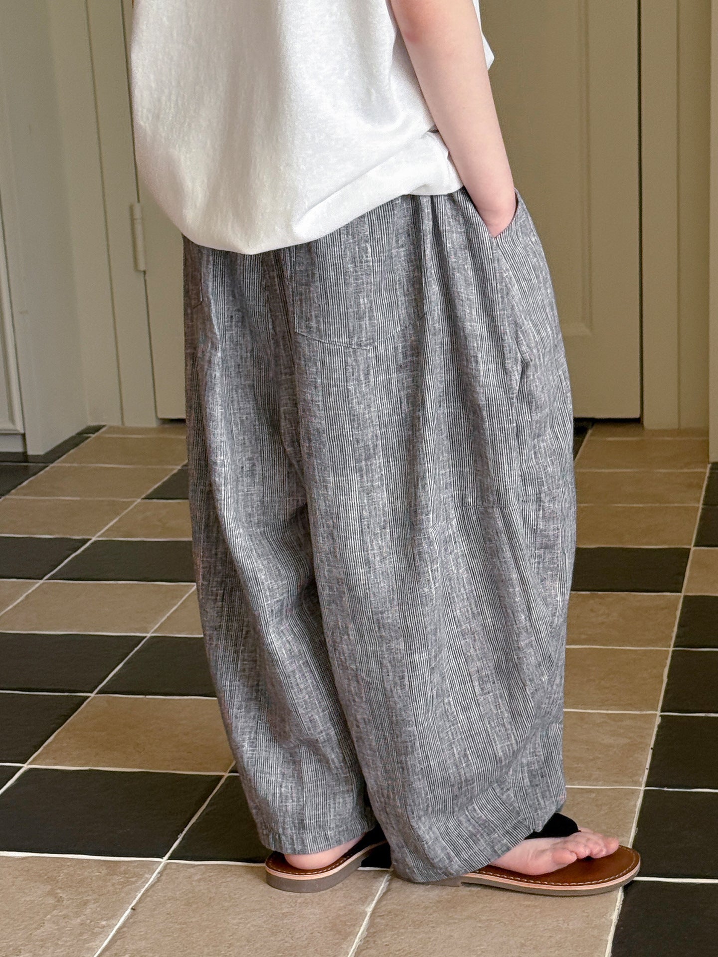 Children's Boys Summer Korean Stylish Retro Minimalism Vertical Pinstripe Soft Children's Pants