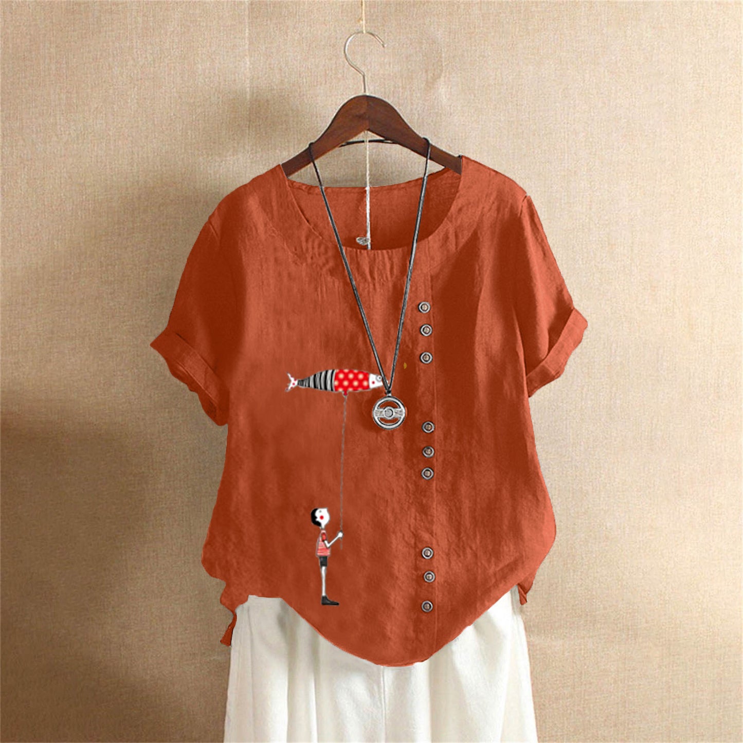 Women's Summer Retro Large Casual Loose Cotton Linen Shorts