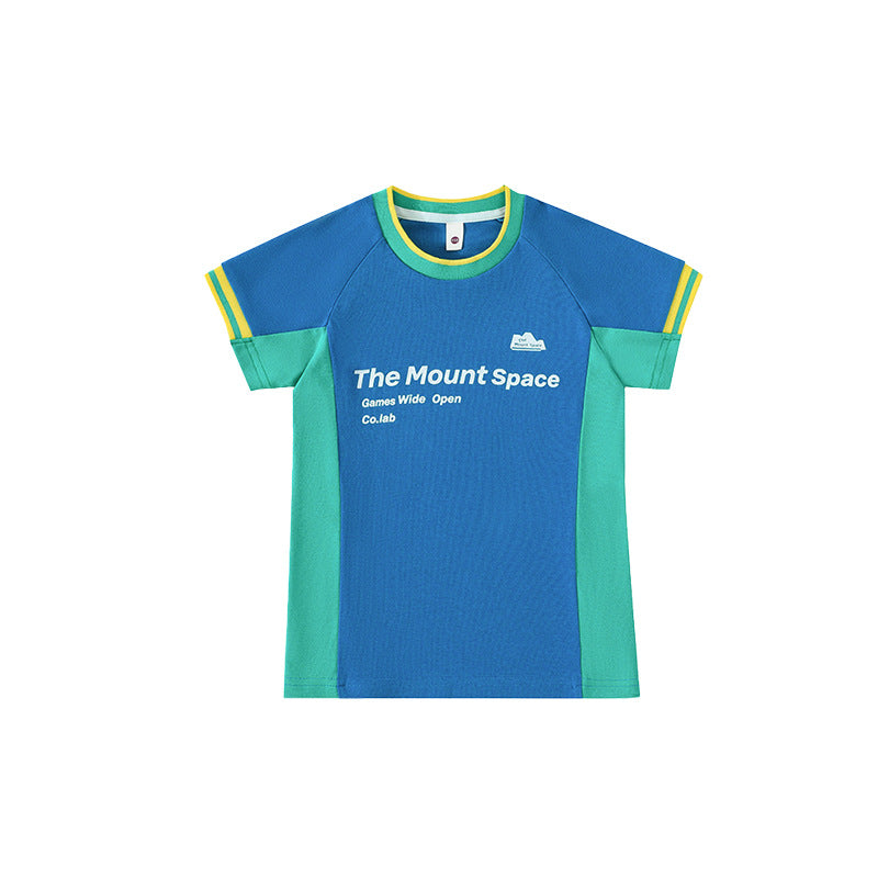 Children's Short-sleeved Summer Mountain Outdoor Sports Color Contrast Children's T-shirt