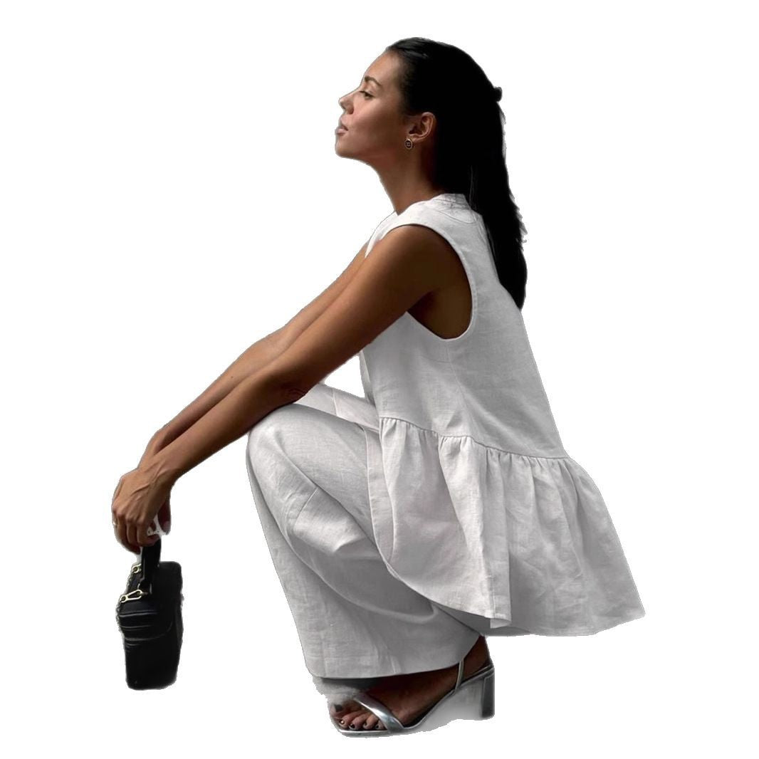 Women's Sleeveless Trousers Solid Color Temperament Commute Suits