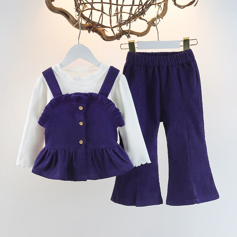 Clothes Casual Pants Three-piece Princess Suspender Children's Suit