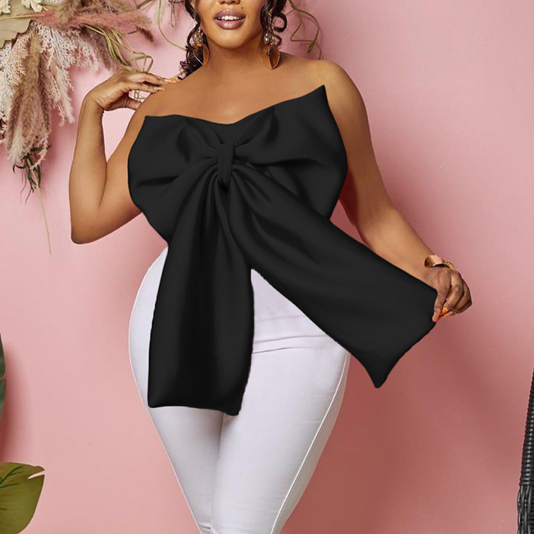 Women's Sexy Bow African Strapless Shirt Shorts
