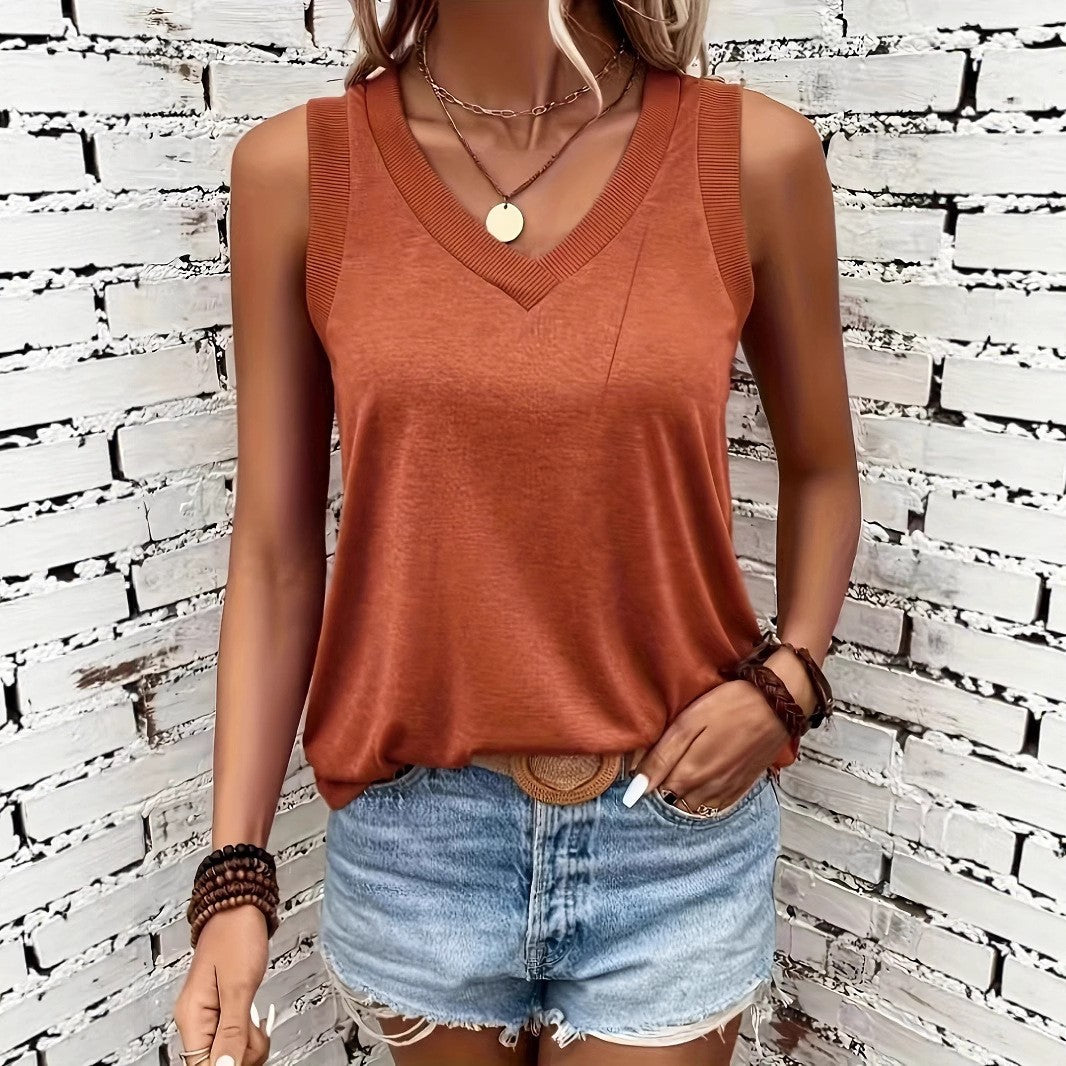 Women's Summer Casual Solid Color Sleeveless Tops