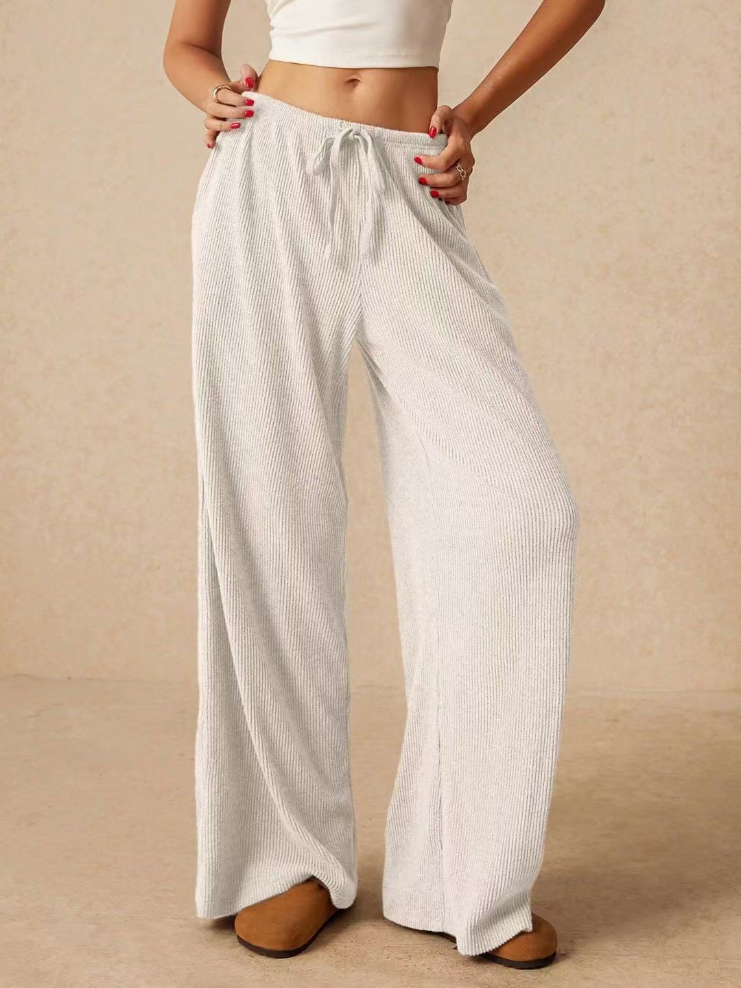 Women's Solid Color Mop Wide Leg High Waist Slimming For More Pants