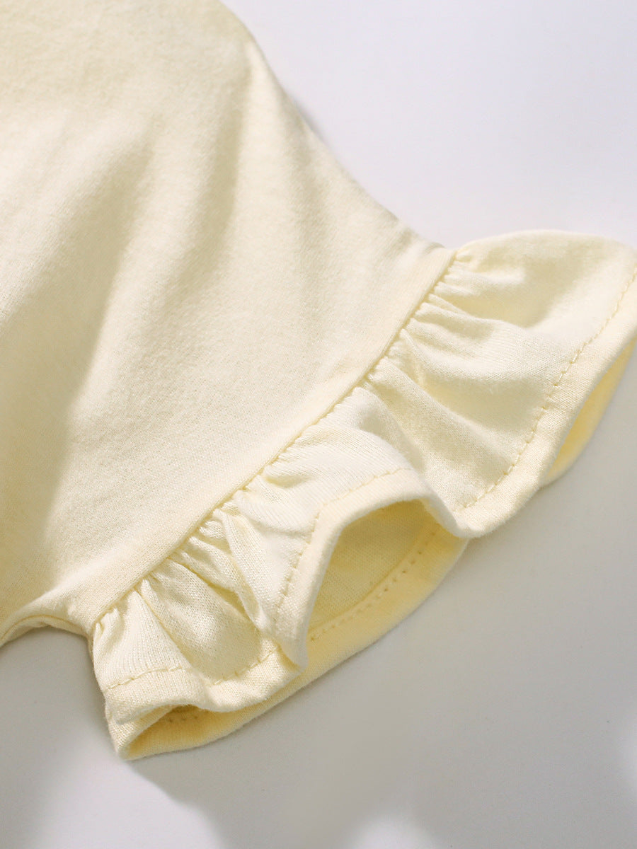 Children's Cute Ruffle Sleeve Cotton Skirt Summer Children's Dress