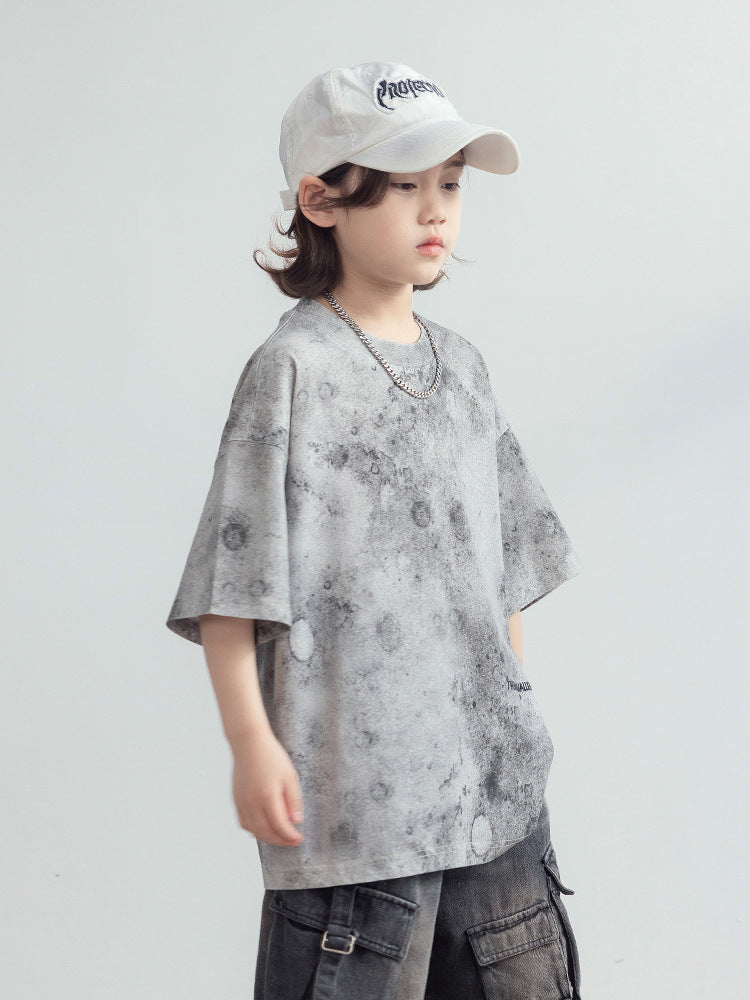 Children's Short-sleeved Summer Cotton Shirt Boys Middle Children's T-shirt