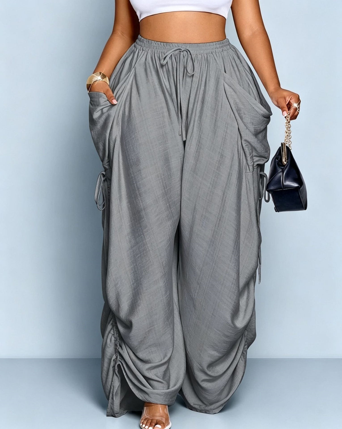 Women's Autumn High Waist Harem Cotton Linen Micro Elastic Casual Pants