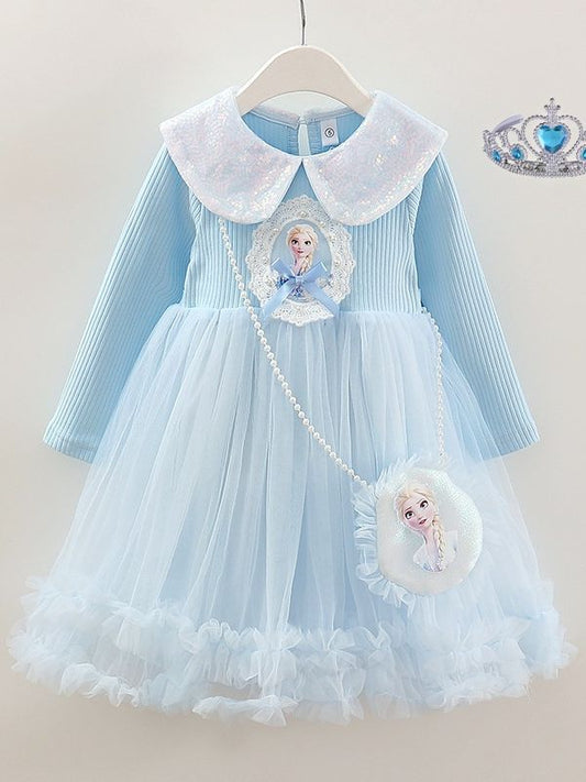 Children's Princess Long Sleeve Tulle Tutu Western Style Children's Dress