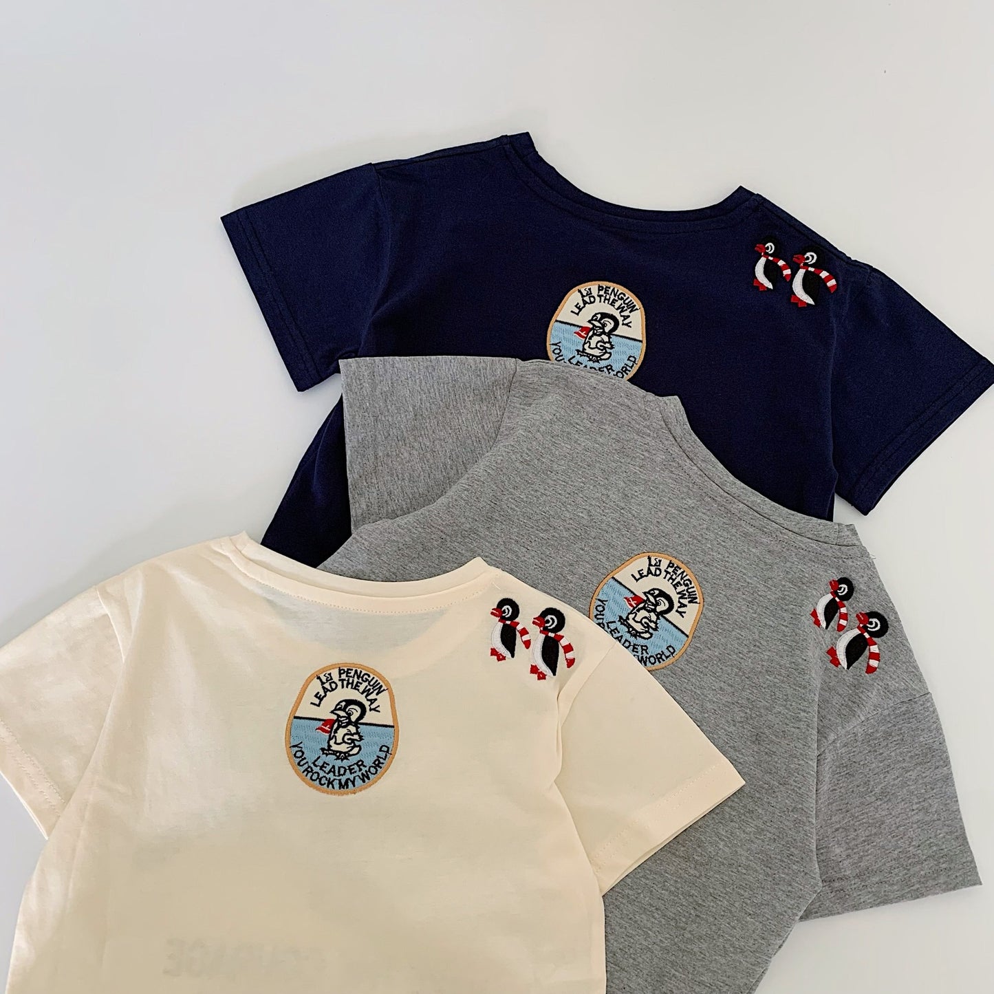 Children's Short-sleeved Summer Letter Embroidered Penguin Class Children's T-shirt
