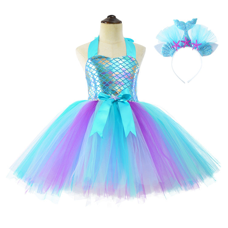 Mermaid Party Halloween Costume Princess Pettiskirt Skirt Children's Dress