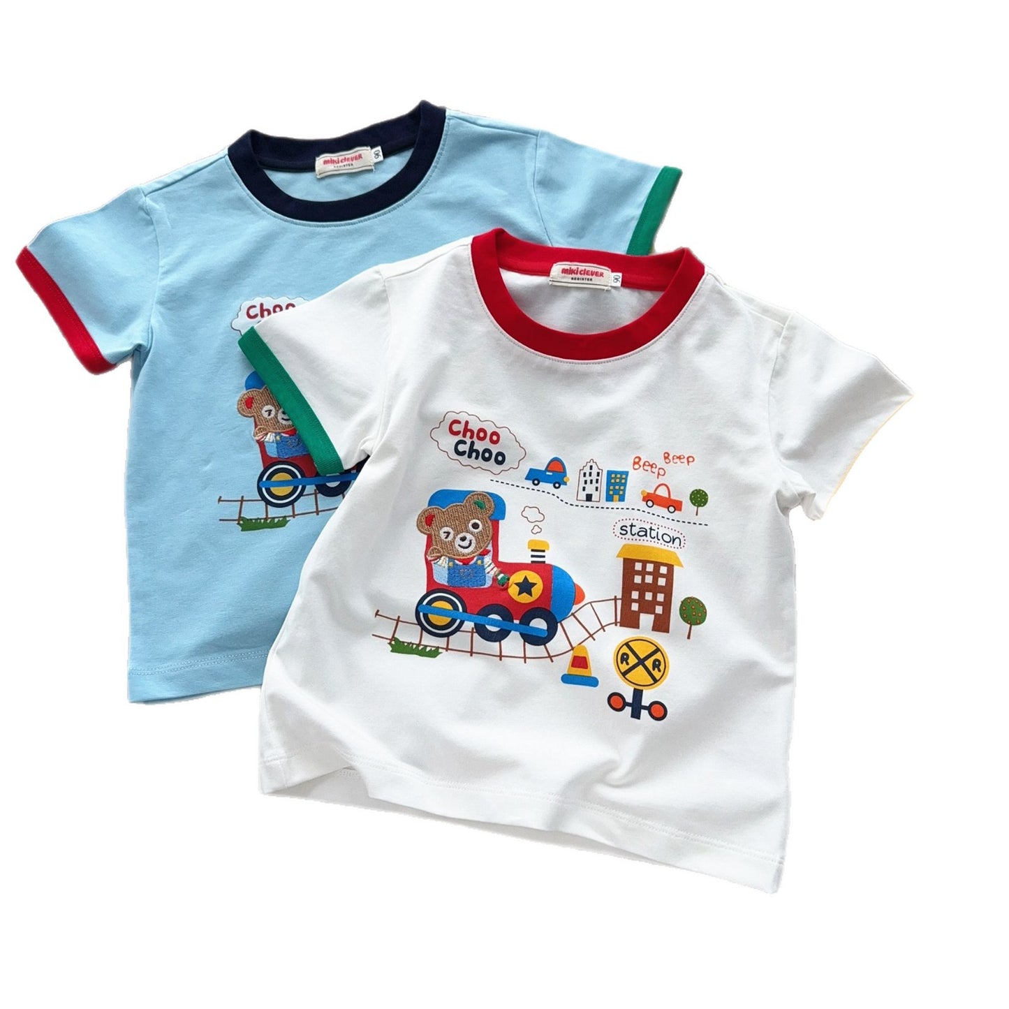 Children's Inner Wear Style Boys Bear Train Short Children's T-shirt