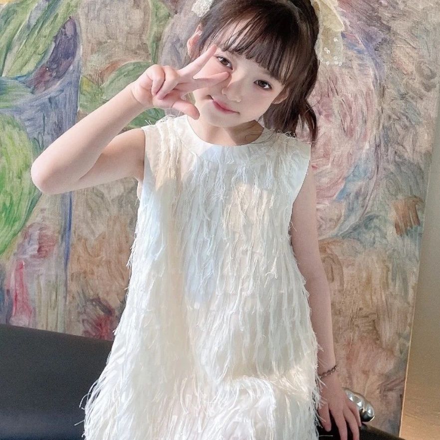 Children's Princess Super Fairy Tassel Bow Skirt Children's Dress