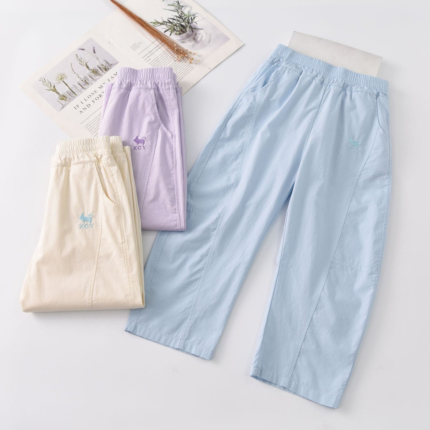 Woven Cotton Machete Medium Big Washed Children's Pants