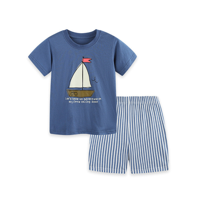 Children's Clothing Summer Short-sleeved Cartoon Printed Two-piece Children's Suit
