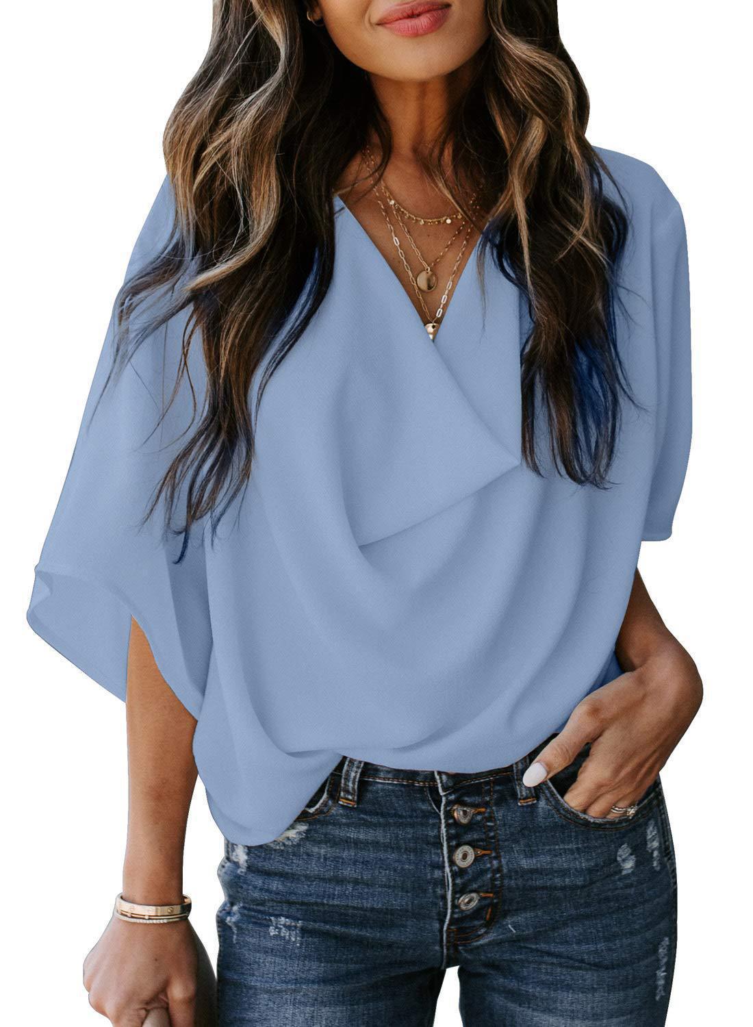 Women's Chiffon Shirt Loose Casual T-shirt Blouse