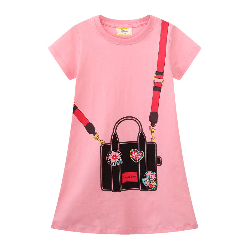Children's Cartoon Printed Skirt Round Neck Princess Children's Dress