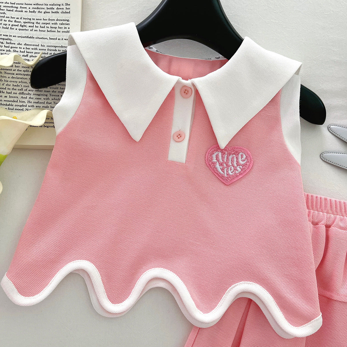 Children's Summer College Sleeveless Vest Pleated Skirt Fashionable Stylish Children's Suit