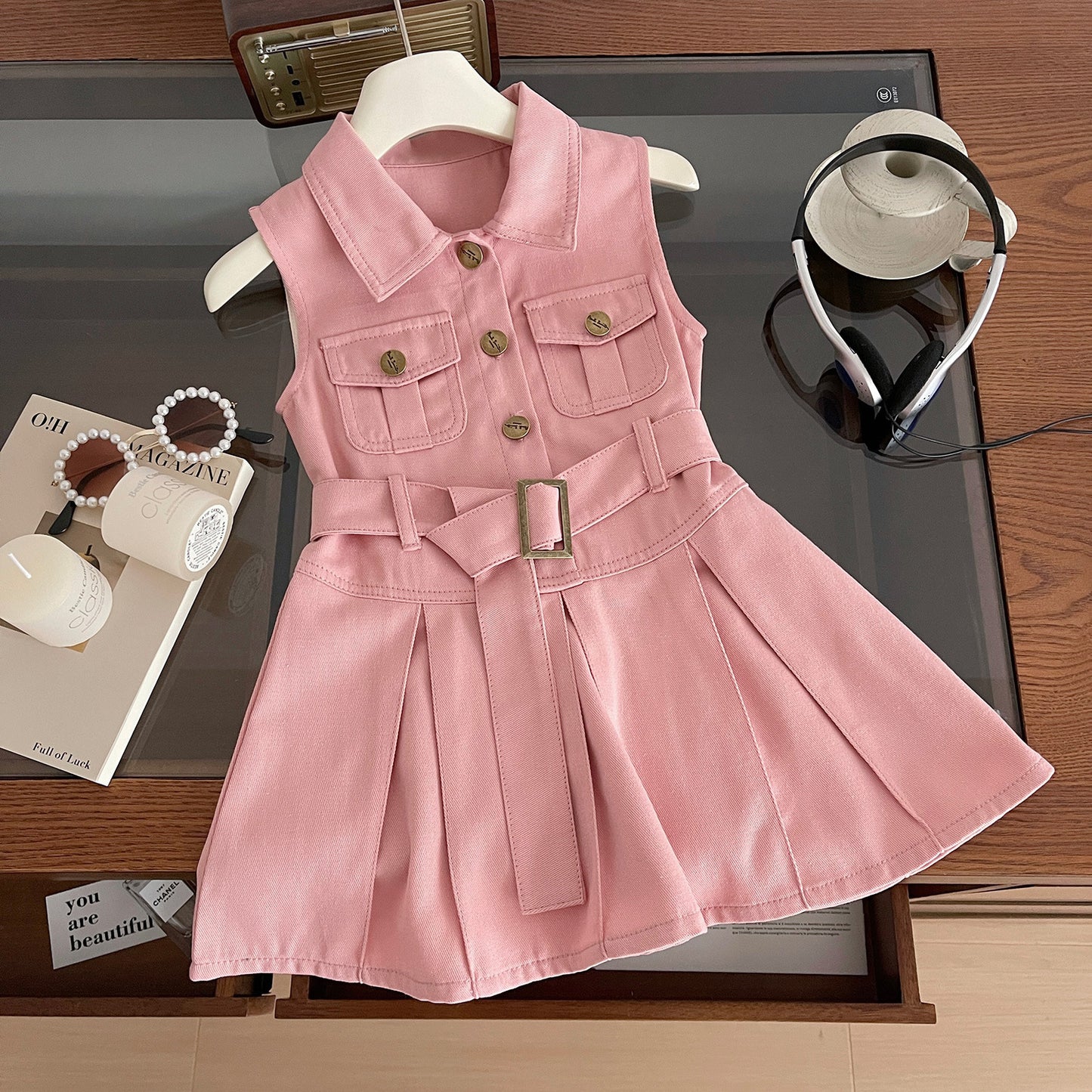 Summer Korean Style Sleeveless Western Slim Fit Cute Children's Dress