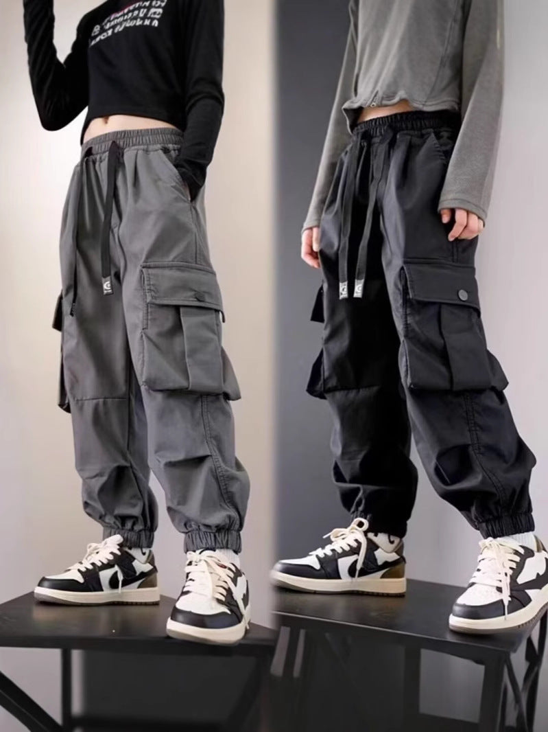 Children's Pocket Overalls Drawstring Loose Trousers Casual Western Children's Pants