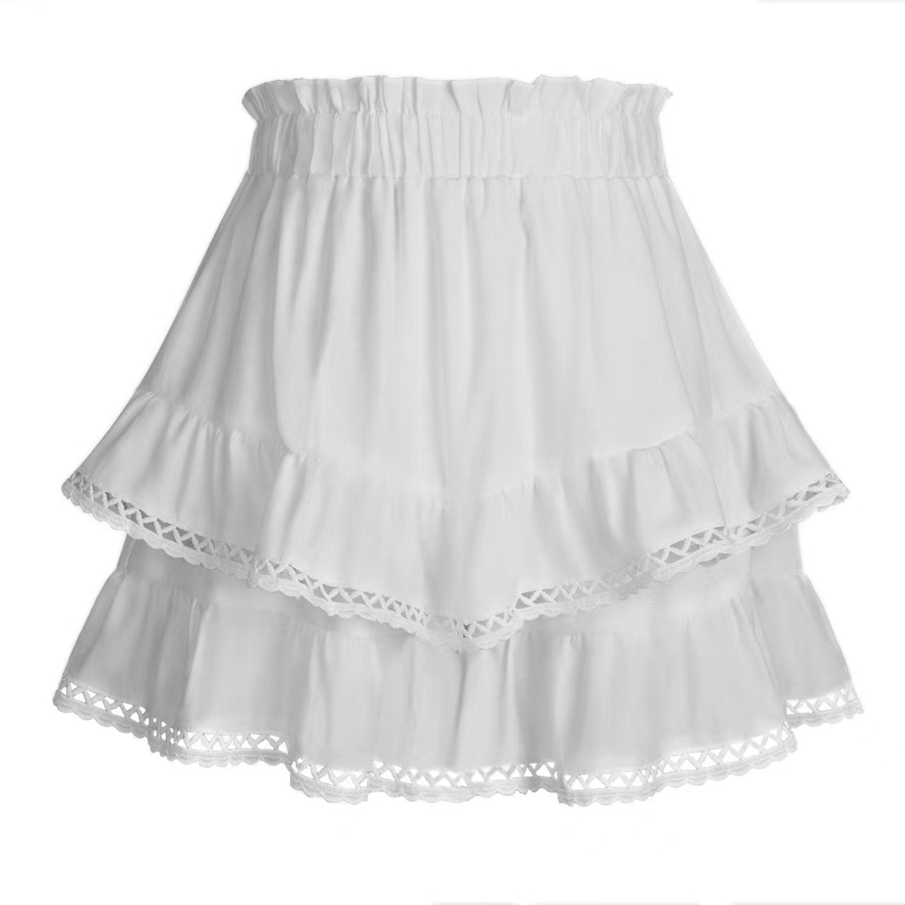 Women's Lace Elastic Hot Pleated Layered Cake Shorts