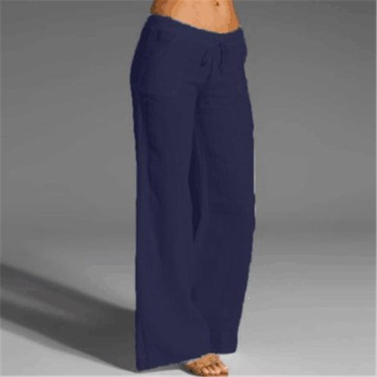 Women's High Waist Wide Leg Cotton Linen Casual Pants