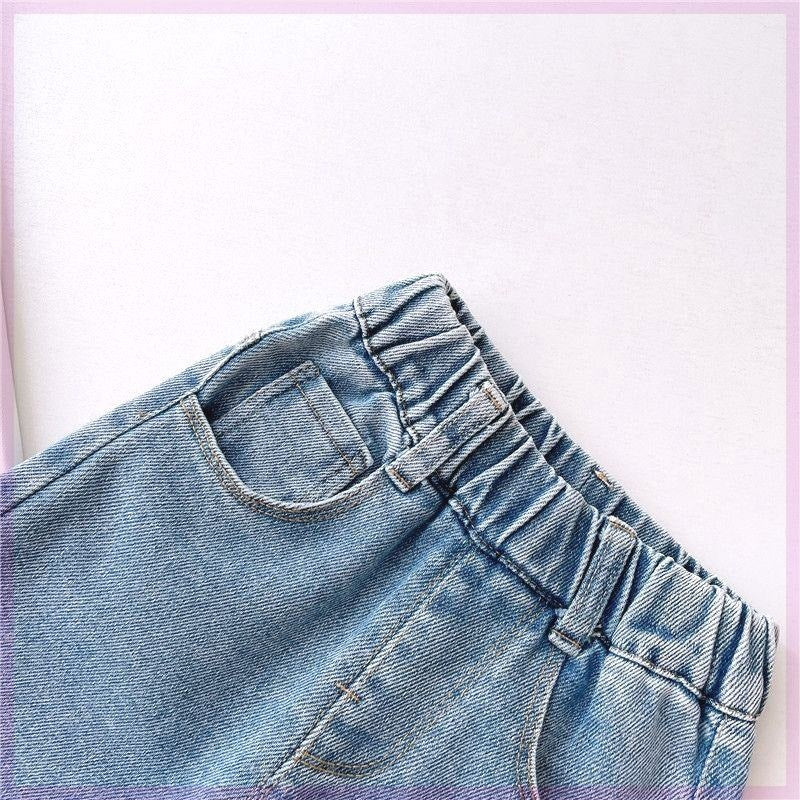 Women's & Children's Korean Style Straight Jeans Fashionable Loose Children's Pants