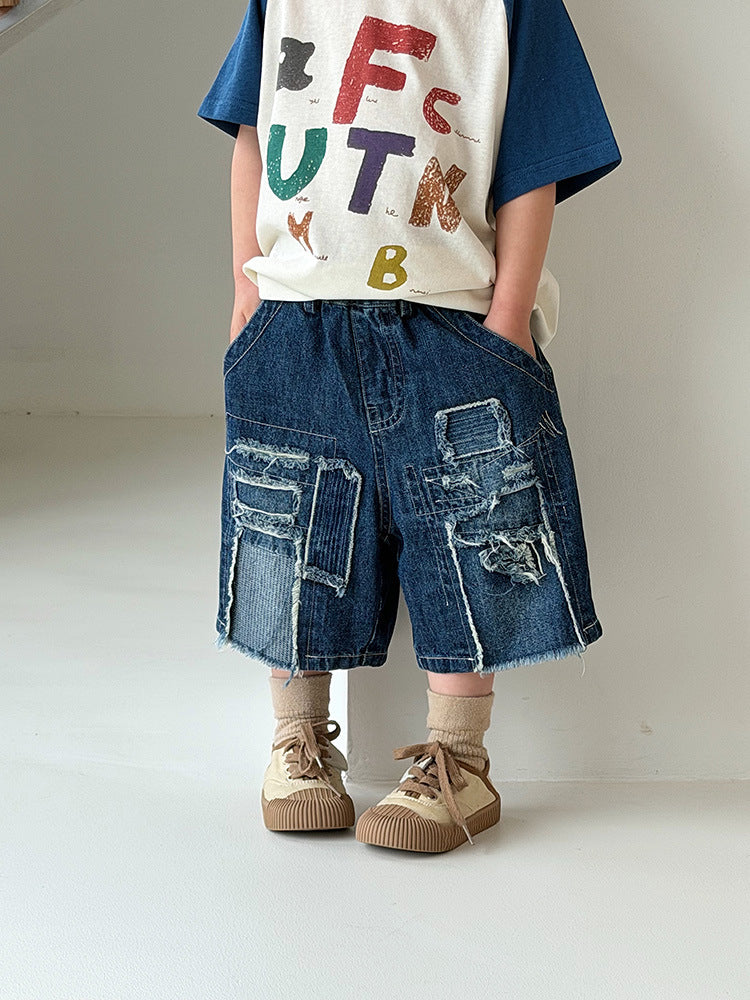 Children's Clothing Crawler Summer Ripped Do The Old Cowboy Children's Pants