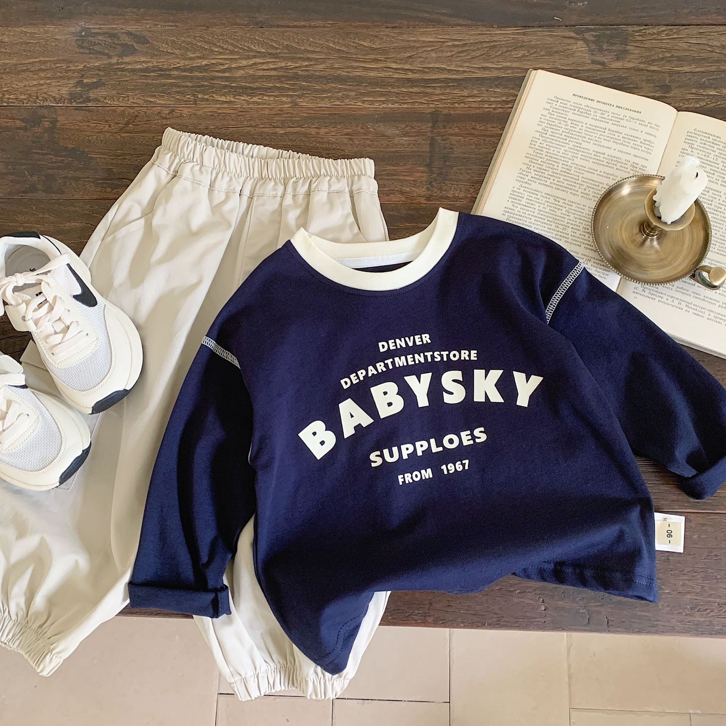Children's Casual Bottoming Shirt Letters Printed Long-sleeved Top Children's T-shirt