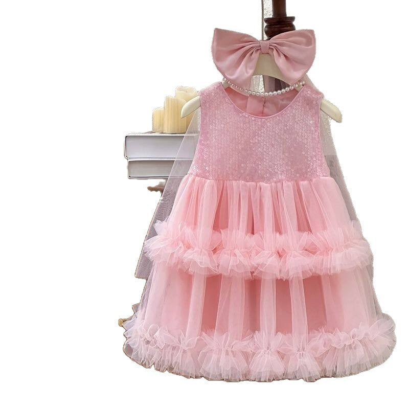 Children's Western Style Sequined Vest Umbrella Princess Korean Children's Dress