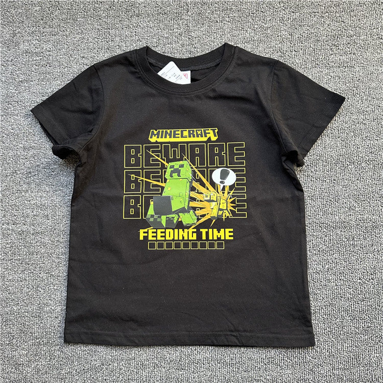 Children's Daily Order Summer My World Game Theme Short-sleeved Can Match Children's T-shirt