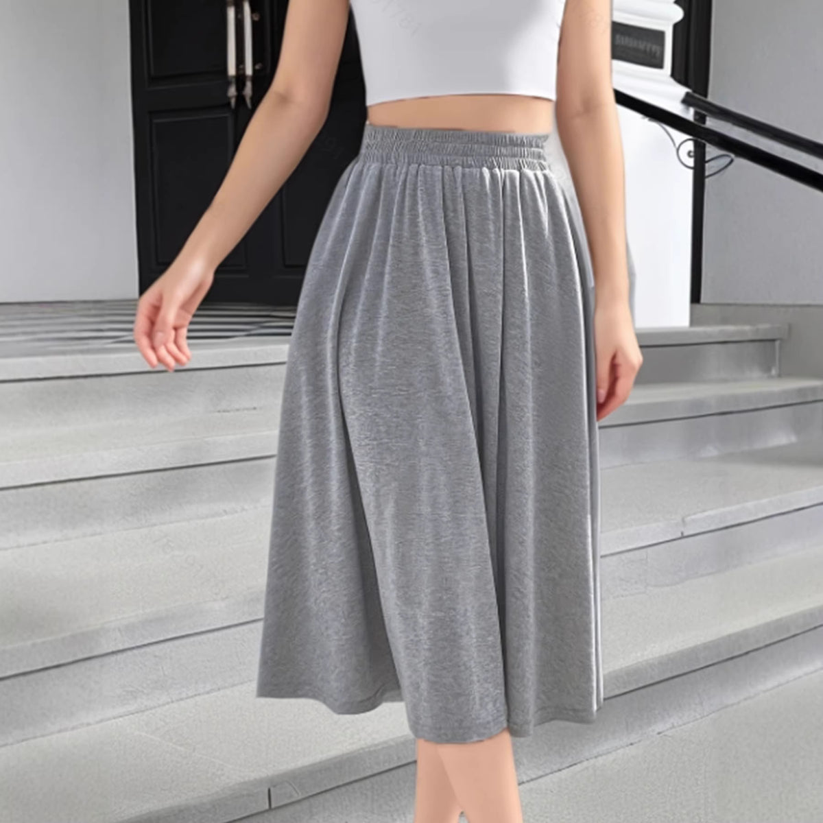 Women's Solid Color Pocket Casual Fashion Stitching Skirt